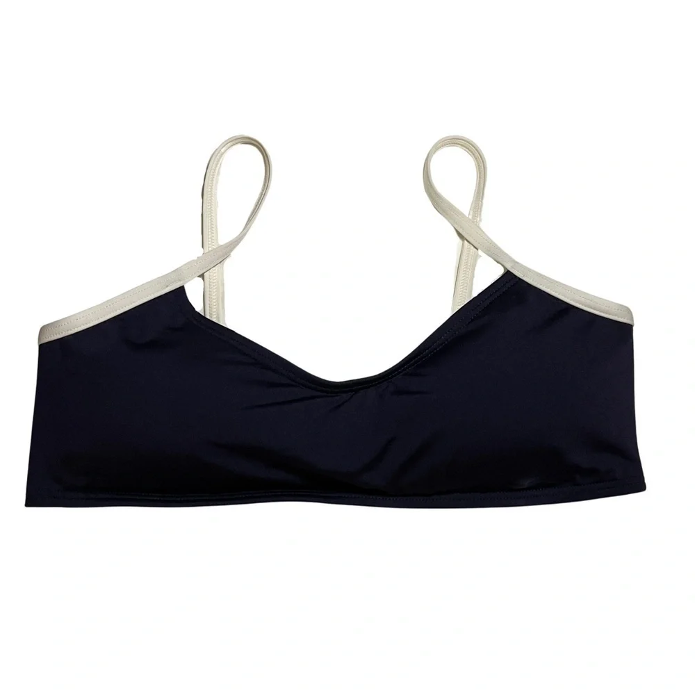 NWOT Kate Spade Mini Bow Bralette Bikini Top in Navy / White Sz. L